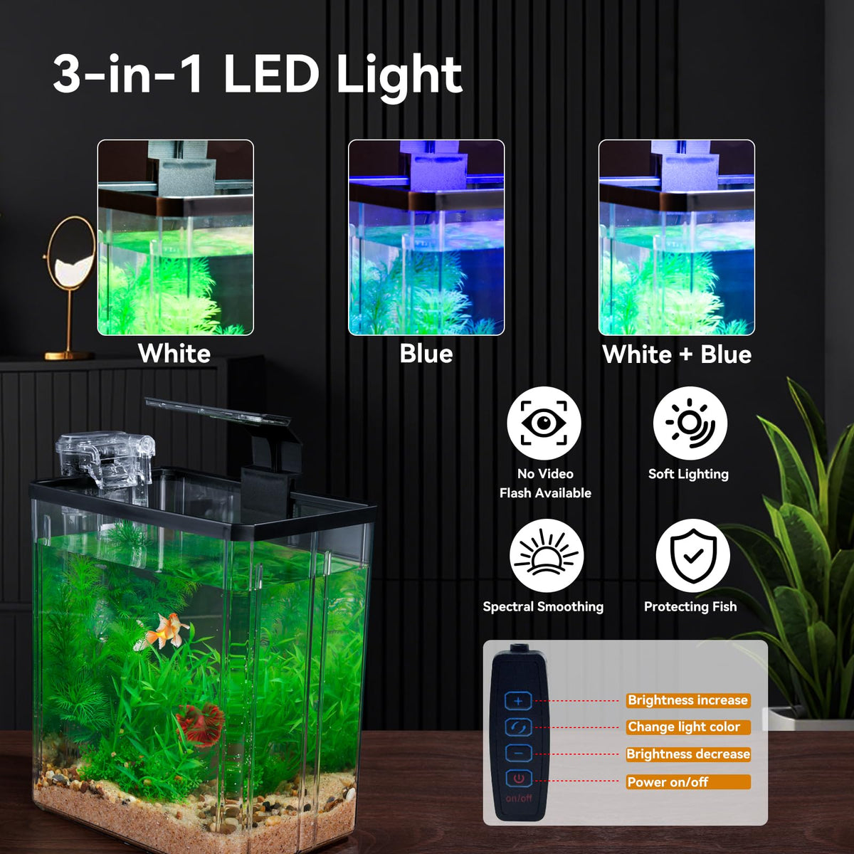 1.5 Gallon Aquarium Starter Kit with Filteration Lighting G787