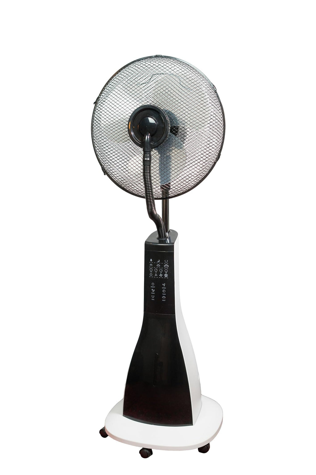 47" Misting Oscillating Pedestal Fan with Water Tank, Remote, Timer, 3 Speeds, Black White Z63905