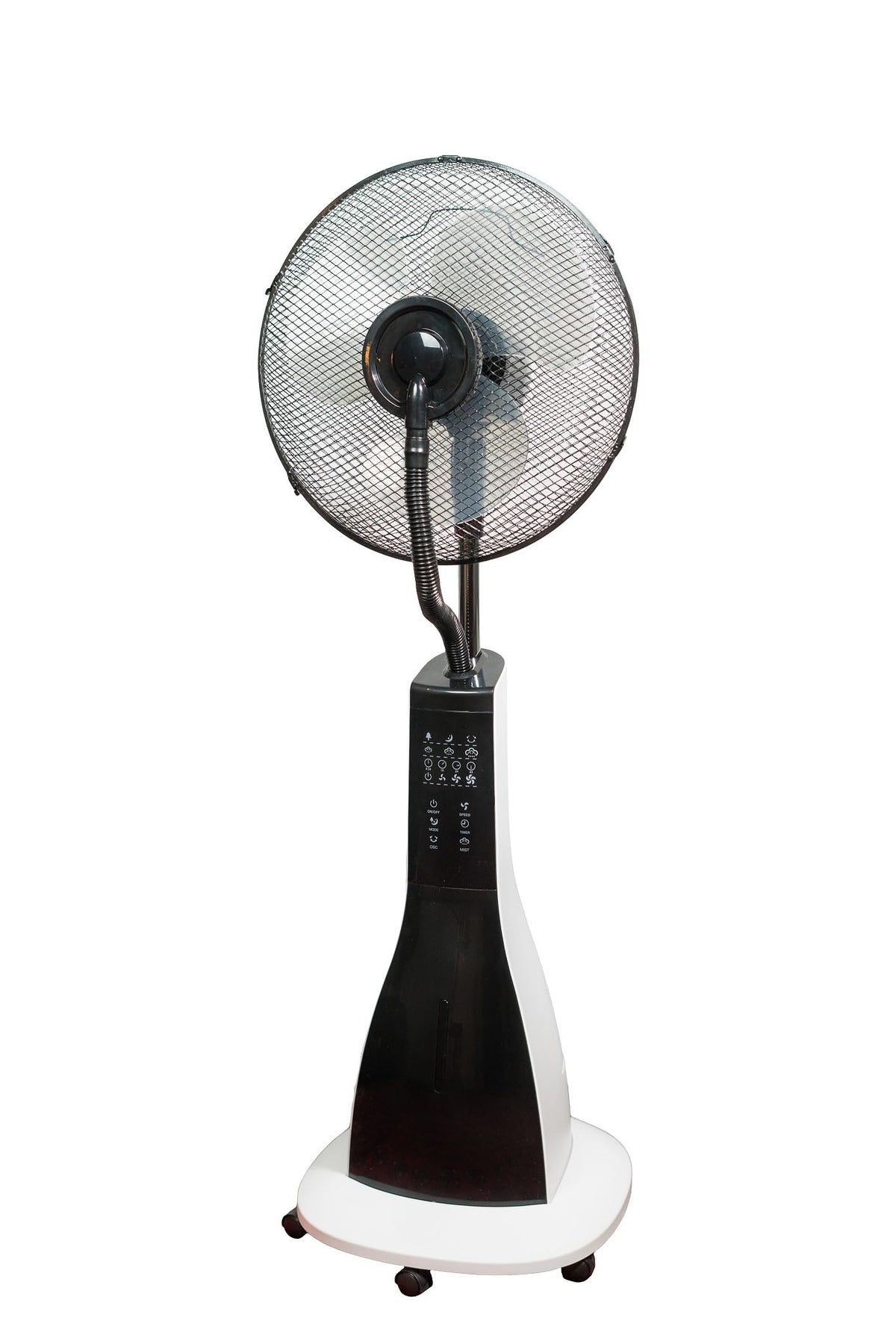 47" Misting Oscillating Pedestal Fan with Water Tank, Remote, Timer, 3 Speeds, Black White Z63905