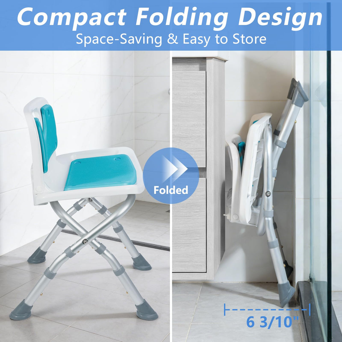 Folding Shower Chair with EVA Padded Seat U40436