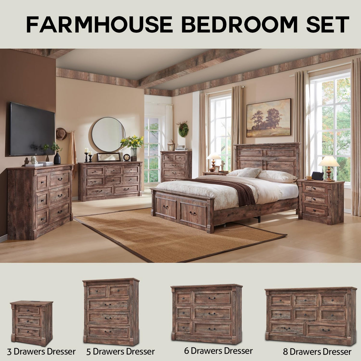 26" Tall 3 Drawer Light Brown Nightstand M5065