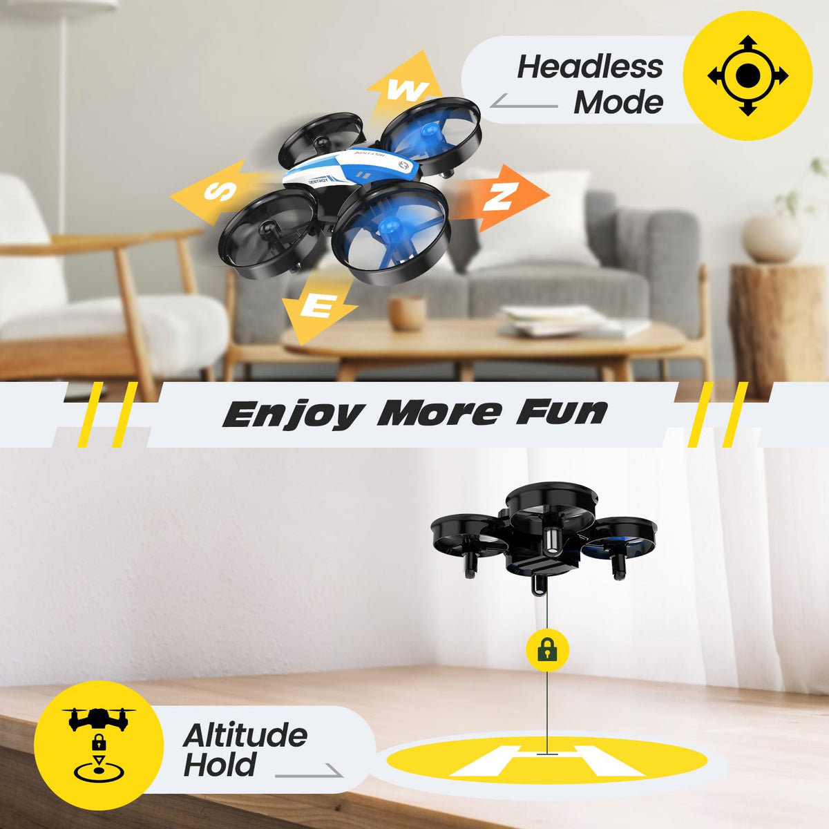 Mini Drone RC Nano Quadcopter with Auto Hovering 3D Flips and 3 Batteries Blue F567559