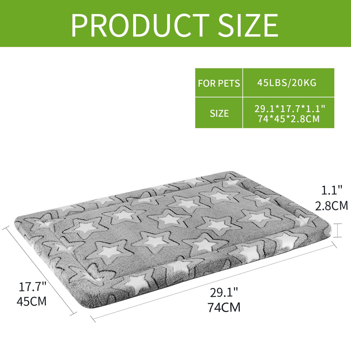 30"x20" Star Pattern Grey Dog Crate Pad S177