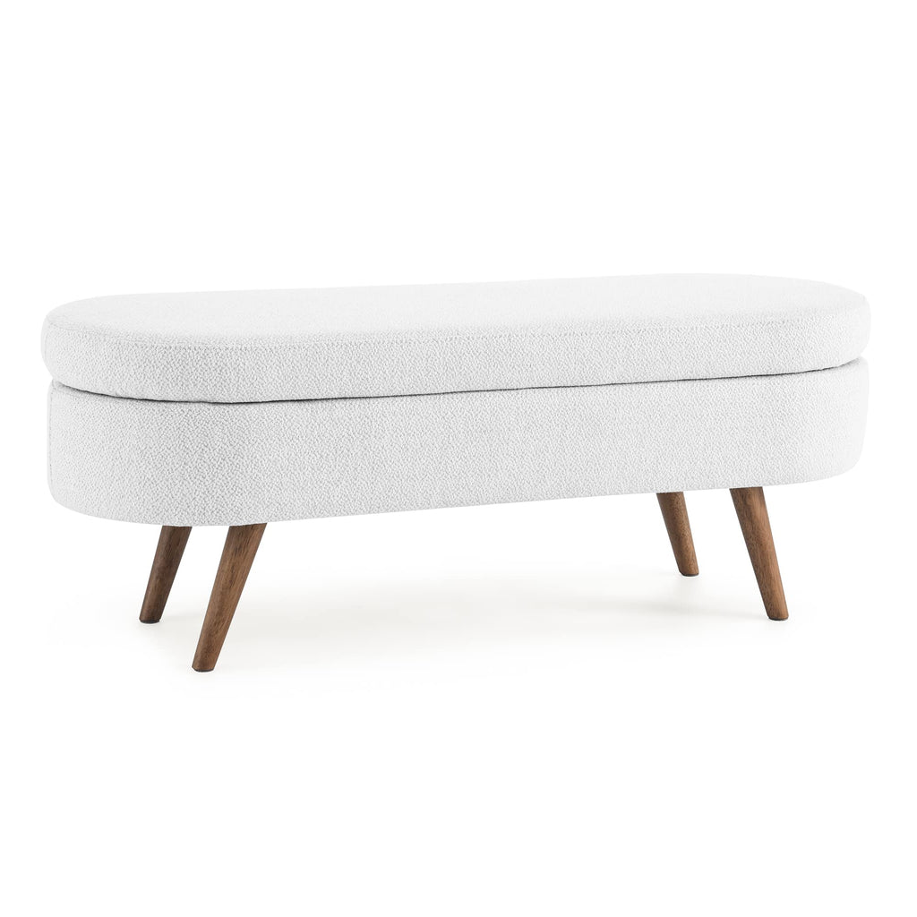White Storage Bench with Rubber Wood Legs K919