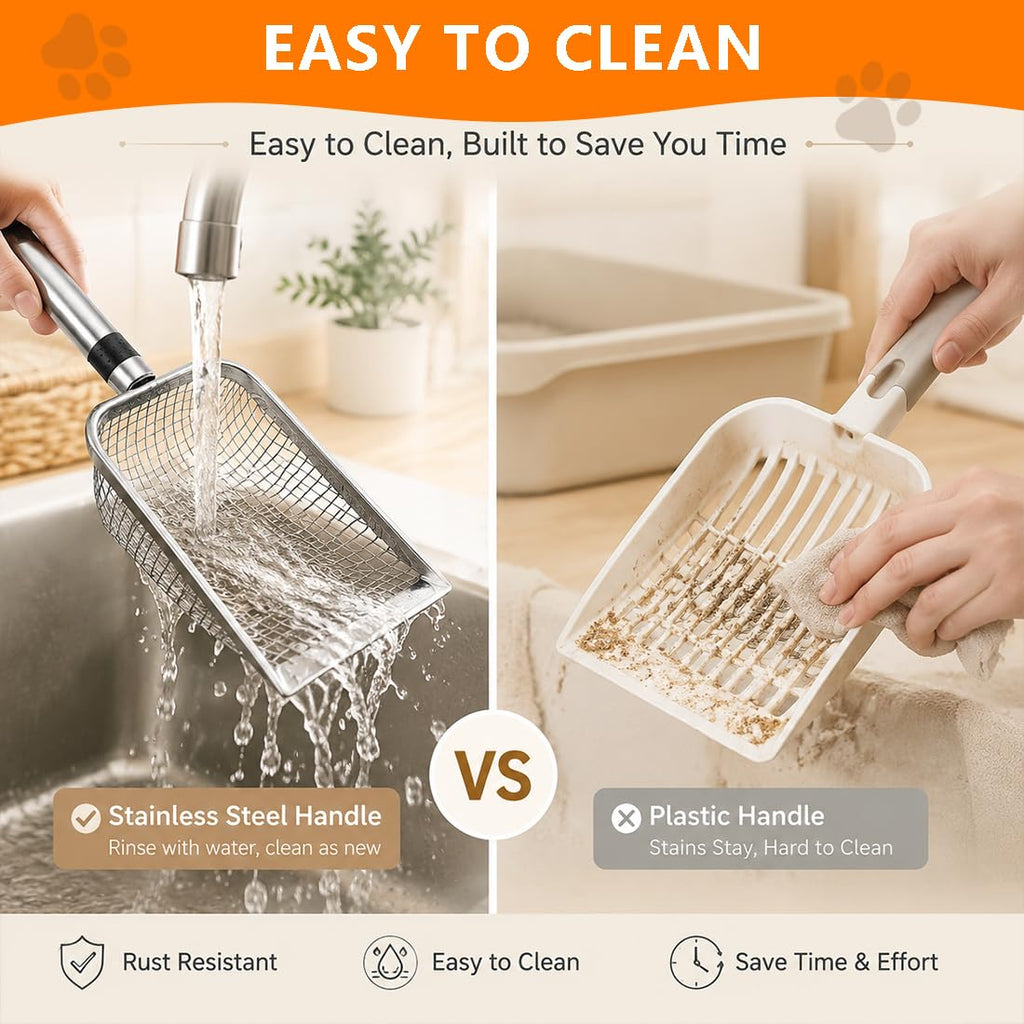 Cat Litter Scoop 2 Pack Stainless Steel Handle Mesh Sifter N424768