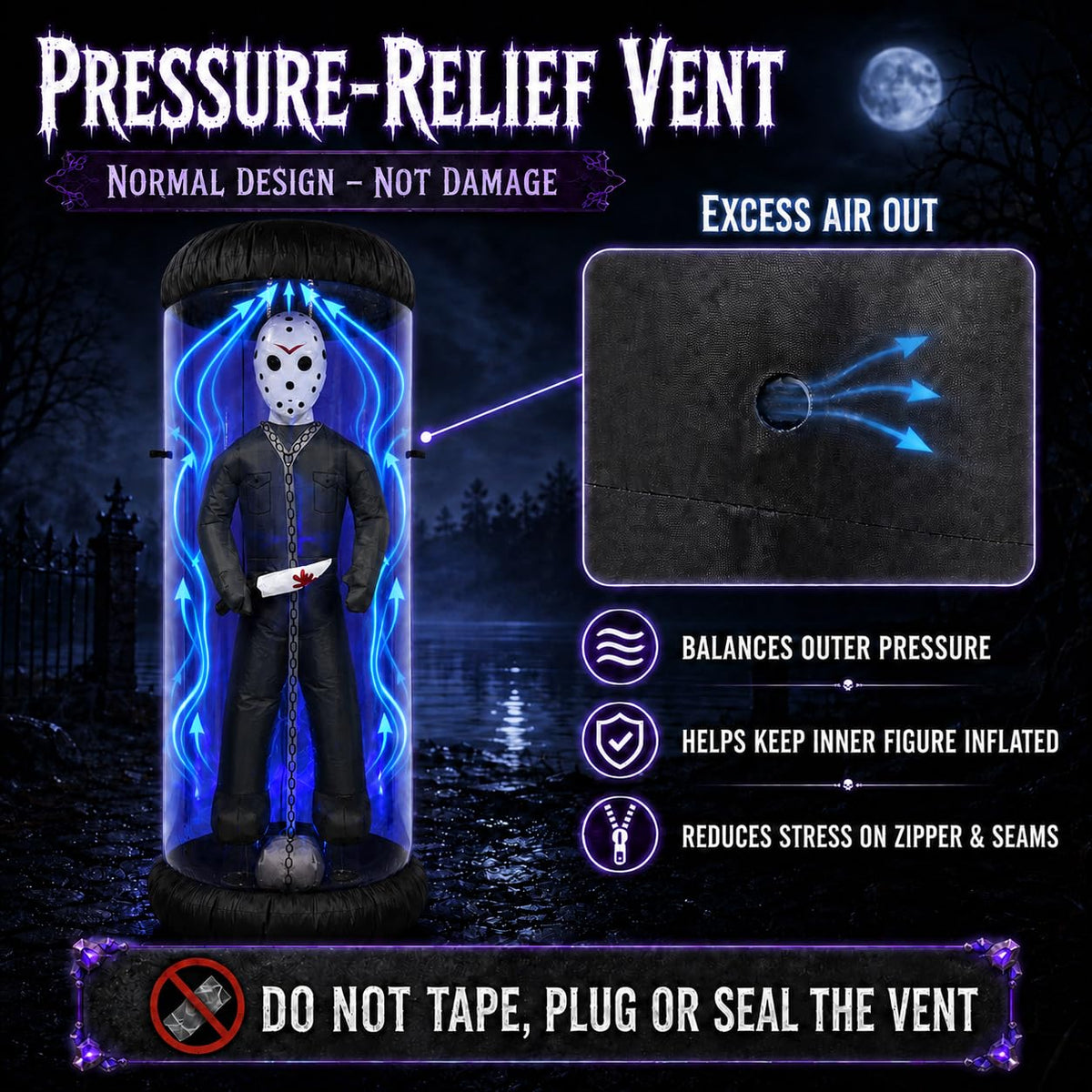 7.6FT Halloween Inflatable Outdoor Decoration with Blue LED Lights Z230
