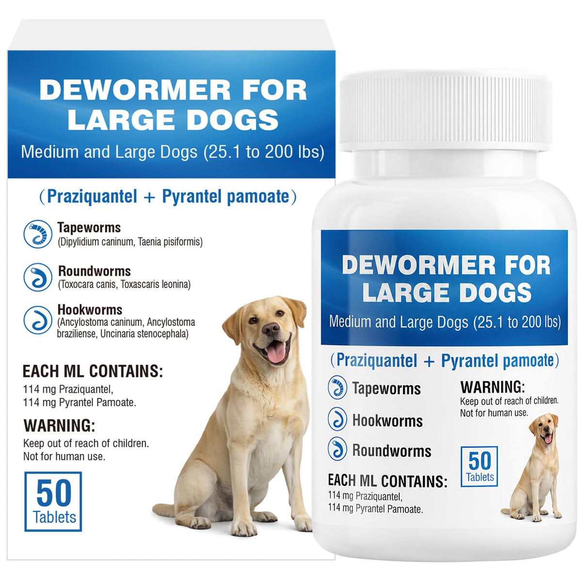 Dog Tapeworm Roundworm & Hookworm Oral Treatment Tablets U46047