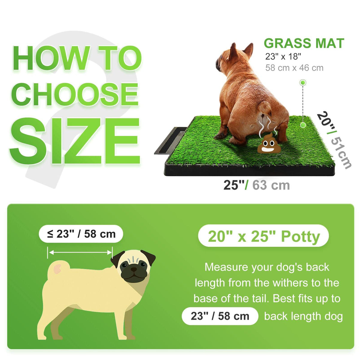 Dog Toilet Indoor Puppy Training Pad with Artificial Turf, 25"×20" R98674