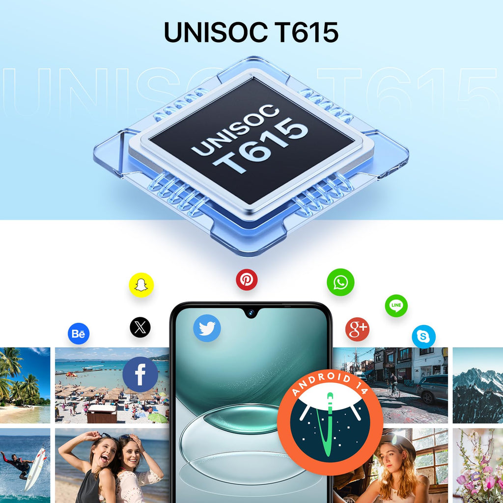 Android 14 6.9" HD+ 120Hz Octa-core 16GB +256GB 6000mAh 50MP Triple Camera Dual 4G LTE NFC Black Smartphone Q5051