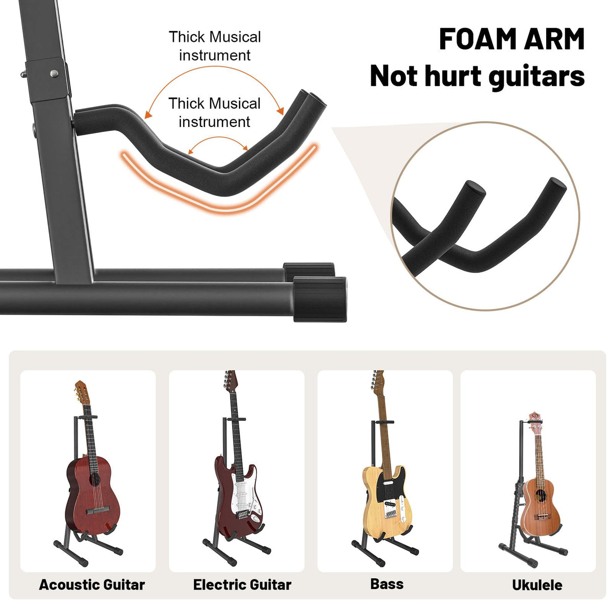 Adjustable Folding Guitar Stand with Neck Holder Z3046