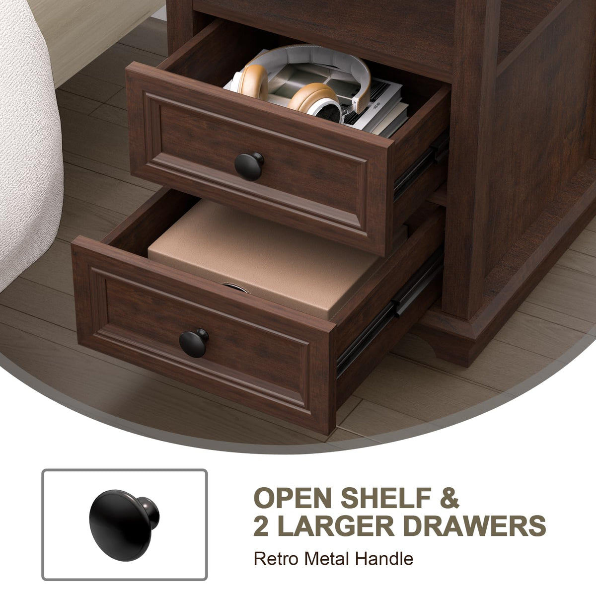 24" Nightstand with Charging Station and Drawers G59706