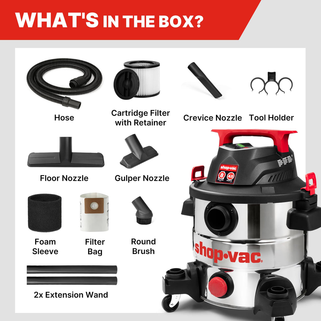 8 Gallon Stainless Steel Wet/Dry Vacuum M431535