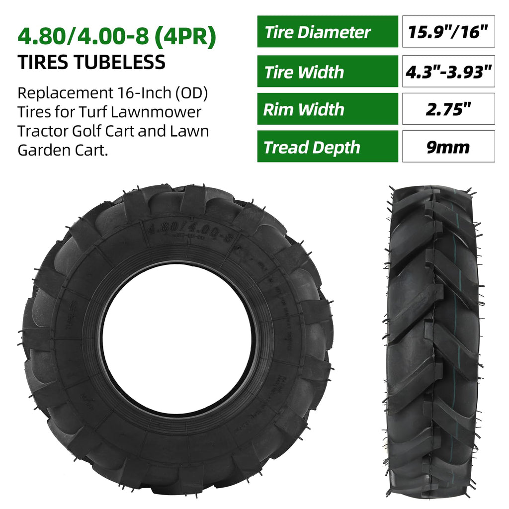 4.80/4.00-8 Tubeless Tires 2-Pack R4721