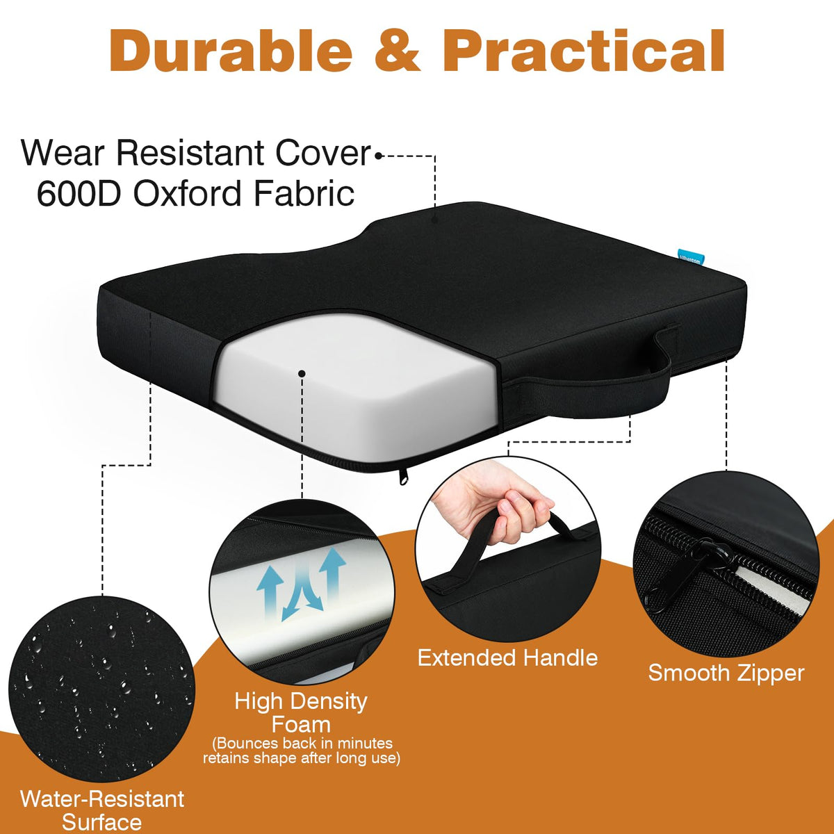 Portable Extra Thick Waterproof Stadium Seat Cushions with Handle, 2PCS K40326