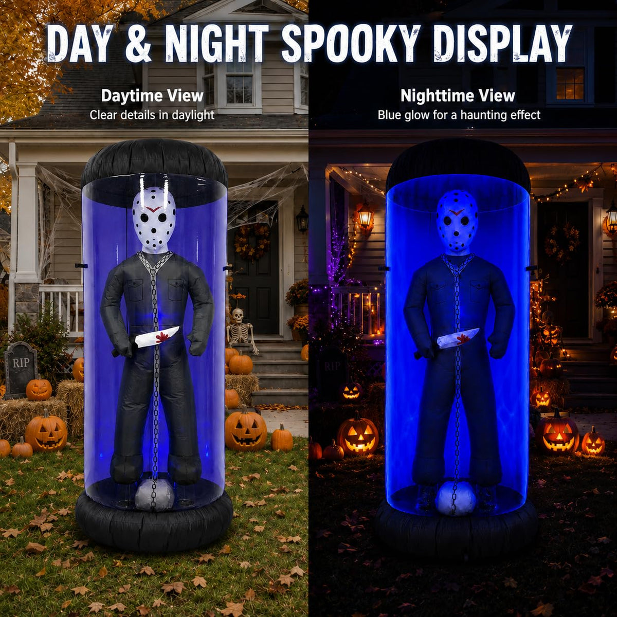 7.6FT Halloween Inflatable Outdoor Decoration with Blue LED Lights Z230