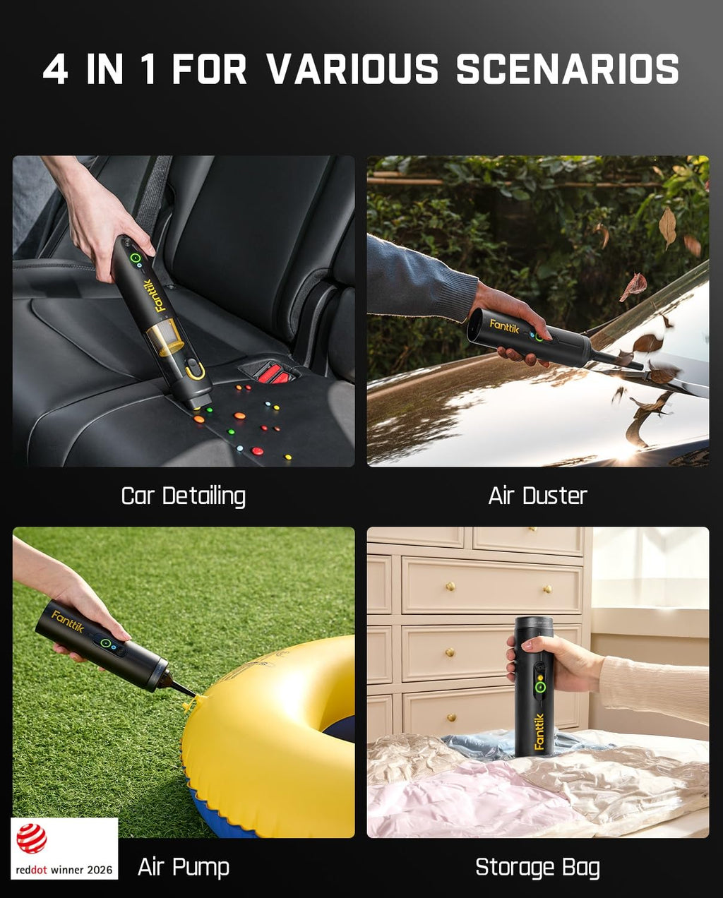 Cordless Handheld Car Vacuum, 19kPa, Black R706