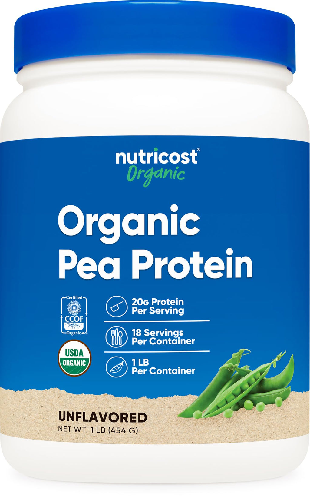 Organic Pea Protein Powder 1 LB Unflavored P4634