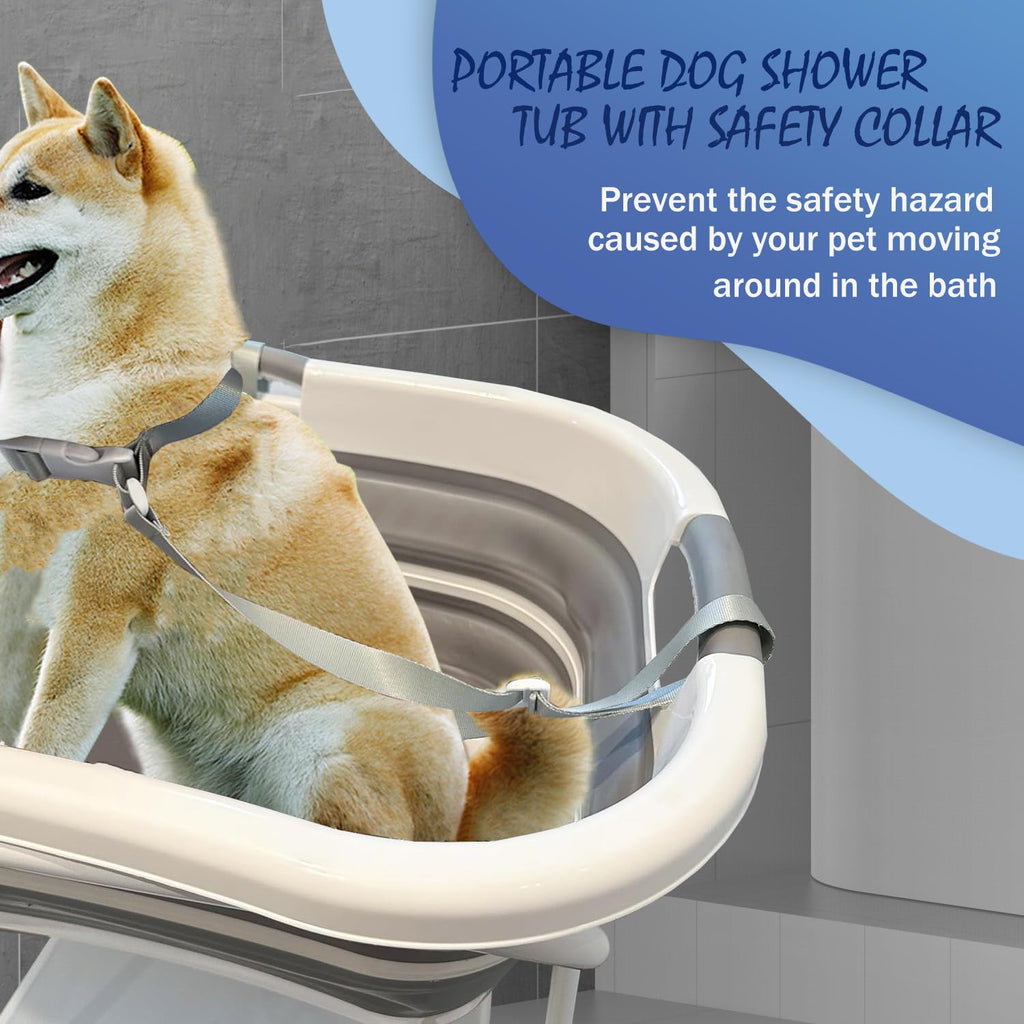 Portable Collapsible Elevated Pet Tub with Built-in Drainage System M58751