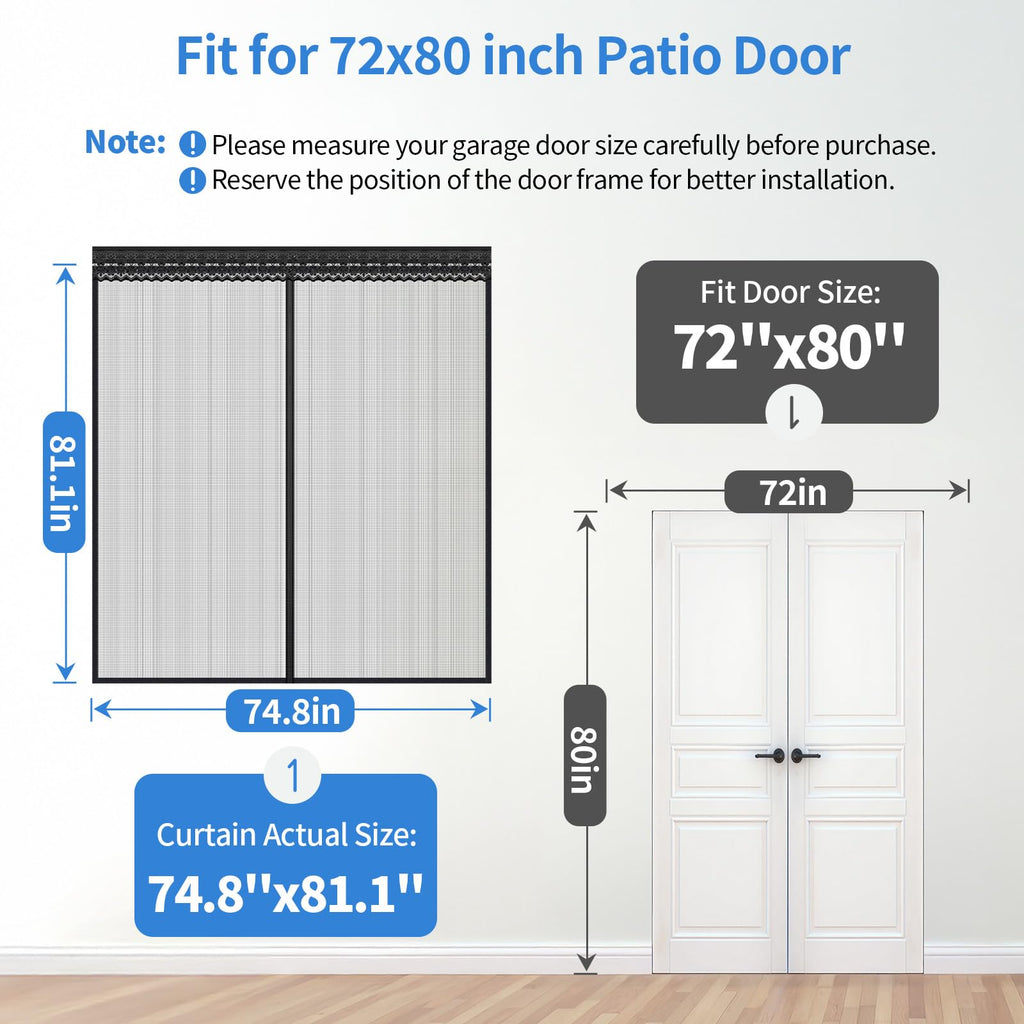 72x80 Inch Retractable Magnetic Screen Door P8821