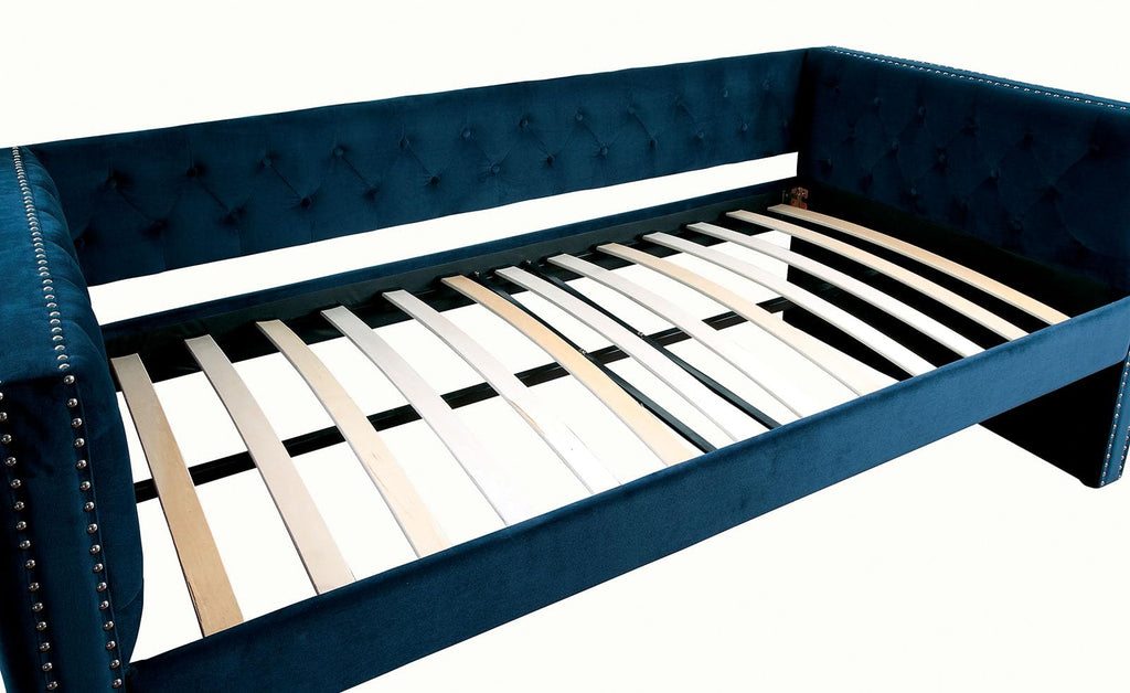 Navy Daybed with Trundle Button Tufted Upholstery B164