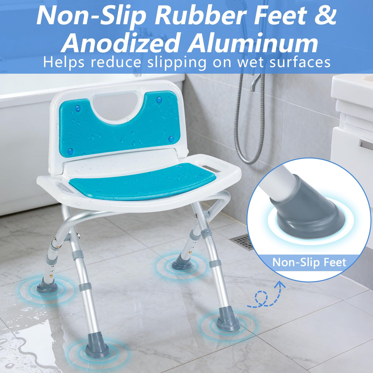 Folding Shower Chair with EVA Padded Seat U40436