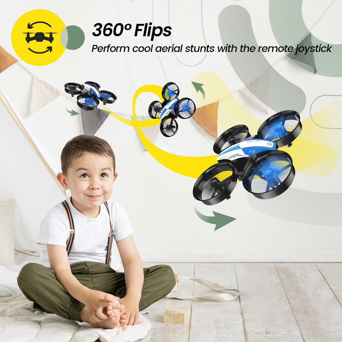 Mini Drone RC Nano Quadcopter with Auto Hovering 3D Flips and 3 Batteries Blue F567559