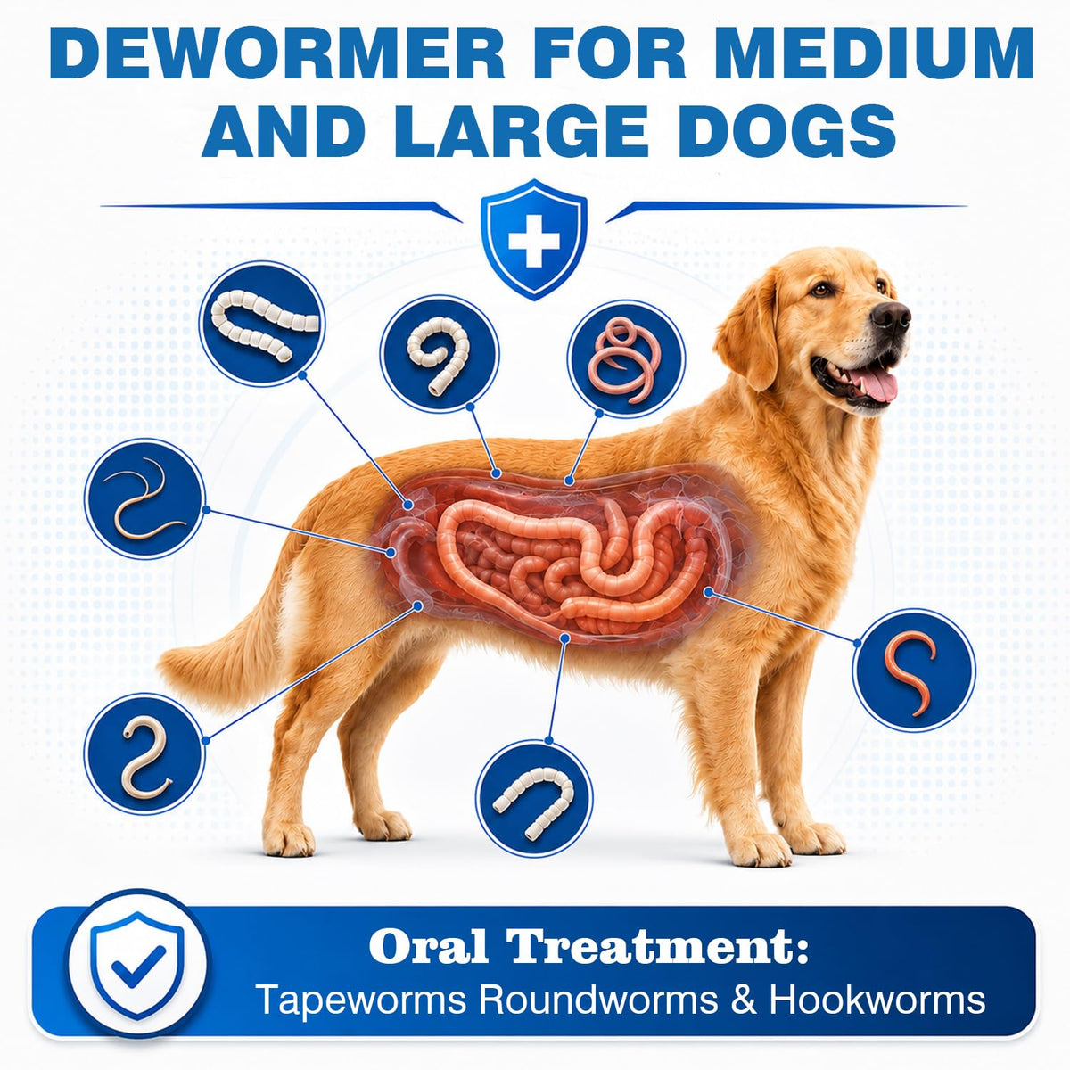 Dog Tapeworm Roundworm & Hookworm Oral Treatment Tablets U46047
