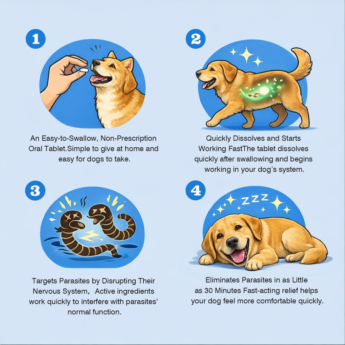Dog Tapeworm Roundworm & Hookworm Oral Treatment Tablets U46047
