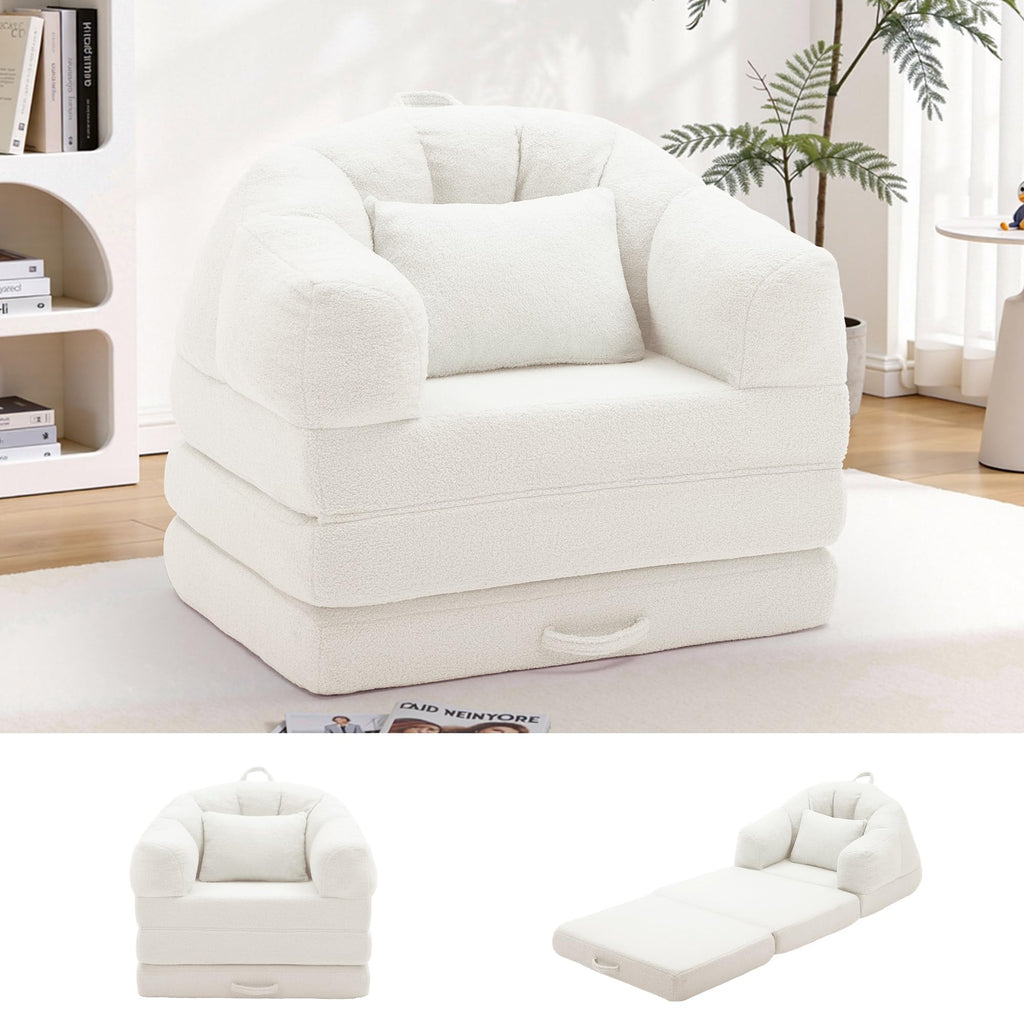 Beige 2 in 1 Convertible Sleeper Sofa Bed H45823