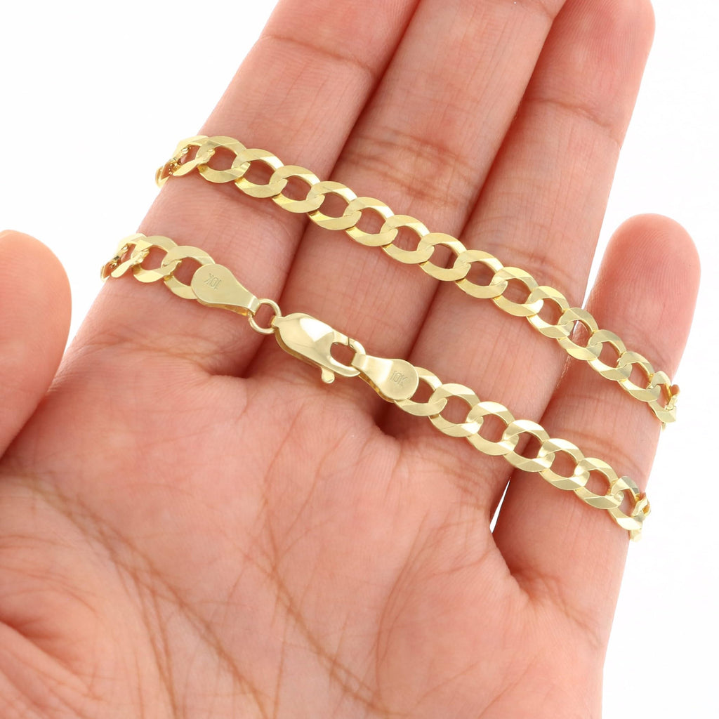 10k Yellow Gold Cuban Curb Link Chain Necklace O478