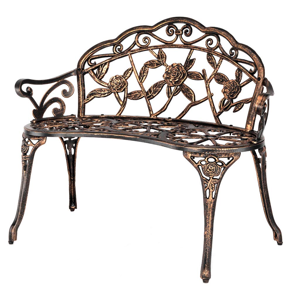 38.5" Metal Rose Bench for 2 Person Seat M571
