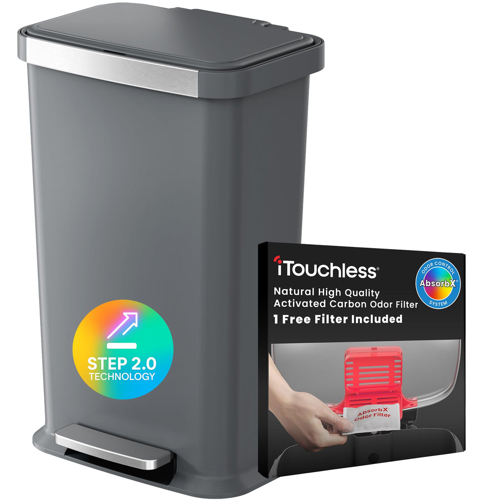 50 Liter / 13.2 Gallon SoftStep Kitchen Trash Can with Odor Filter Q7382