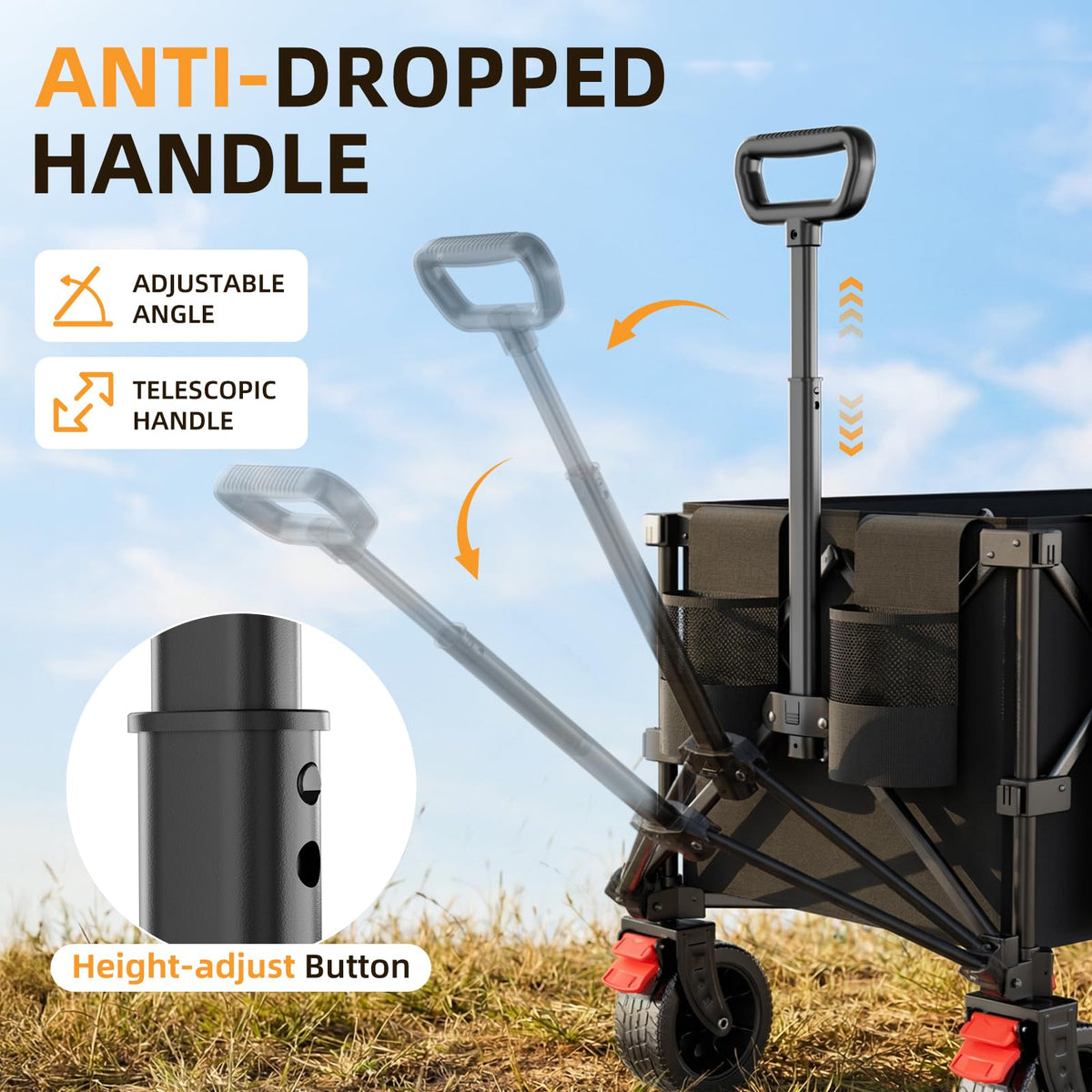 220L Collapsible Heavy Duty Folding Wagon Cart with All-Terrain Wheels M352631