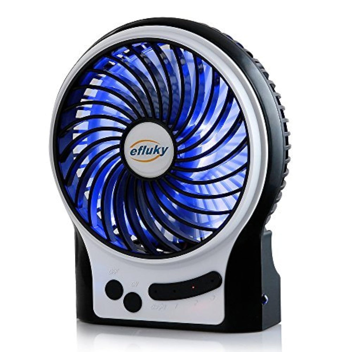 4.9-Inch Mini Desk Fan, 3 Speeds, Rechargeable USB Powered with LED Light, Black Z138