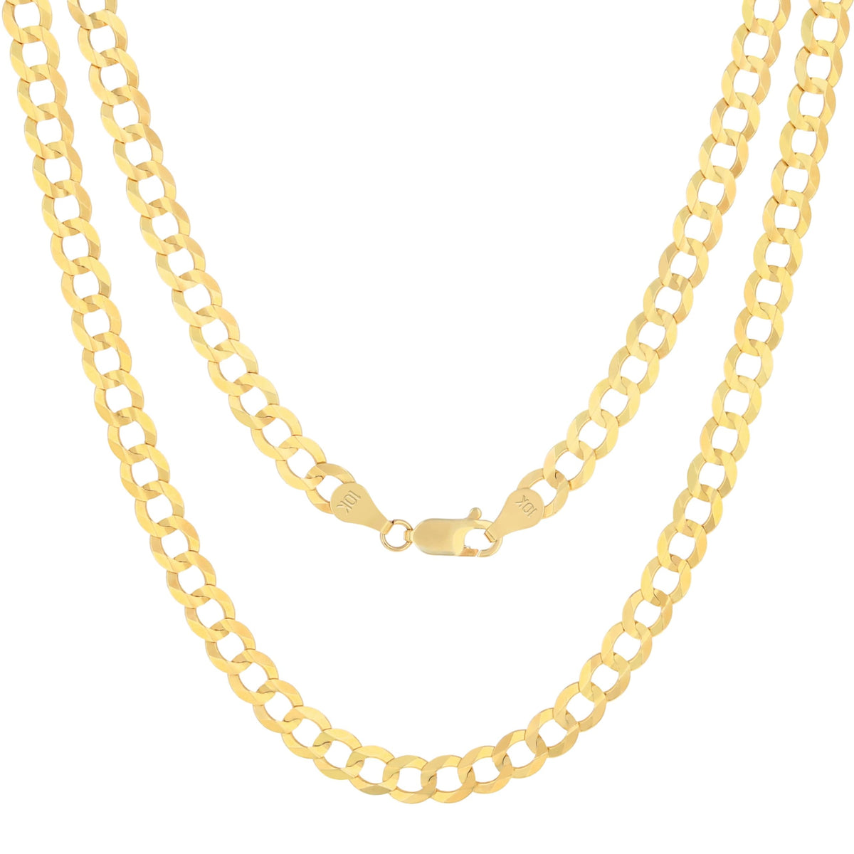 10k Yellow Gold Cuban Curb Link Chain Necklace O478