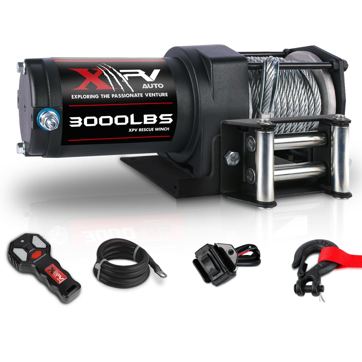 3000 lb 12V DC Electric Winch with Wireless Remote and Corded Control C26868