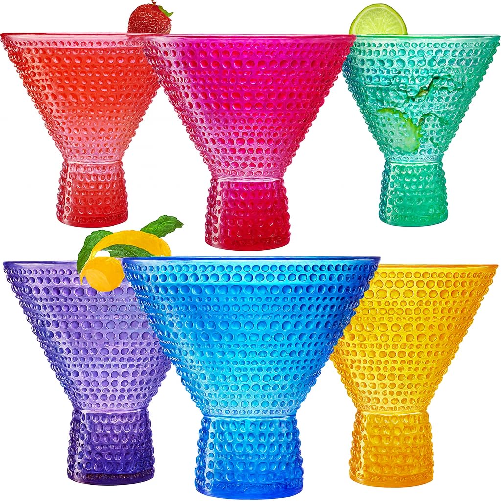 Plastic Martini & Cocktail Drinking Glasses Set of 6 14oz Shatterproof Acrylic F721167
