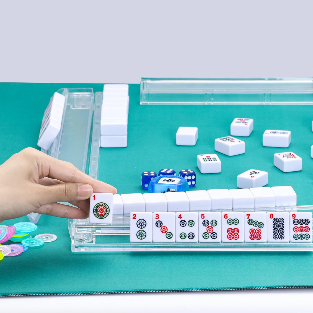 Clear Acrylic Mahjong Tile Rack and Pusher Set of 4 S3317