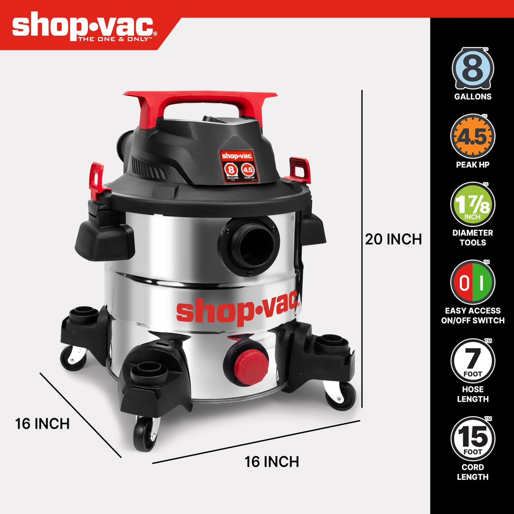 8 Gallon Stainless Steel Wet/Dry Vacuum M431535