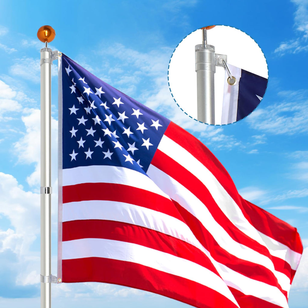 20FT Sectional Heavy Duty Aluminum Flag Pole Kit with 3x5 ft American Flag P341