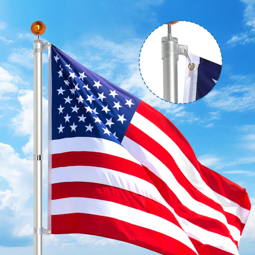 20FT Sectional Heavy Duty Aluminum Flag Pole Kit with 3x5 ft American Flag P341