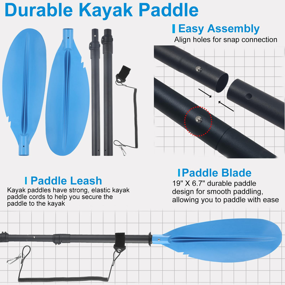 Telescoping Adjustable Kayak Paddle 70" to 95" N696577