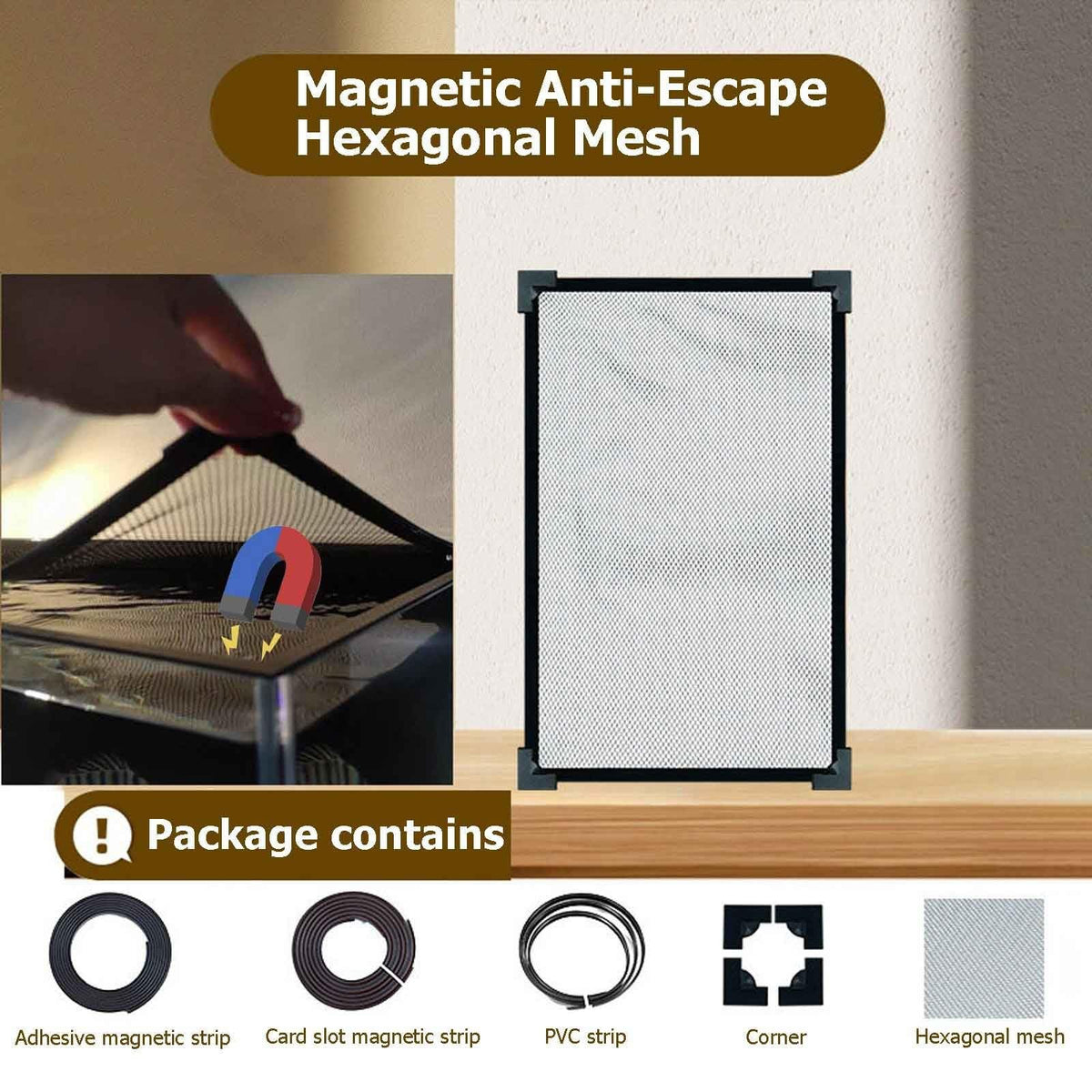 Aquarium Lid, Anti Jumping Fish Tank Lid, Magnetic Mesh Screen Netting M713383
