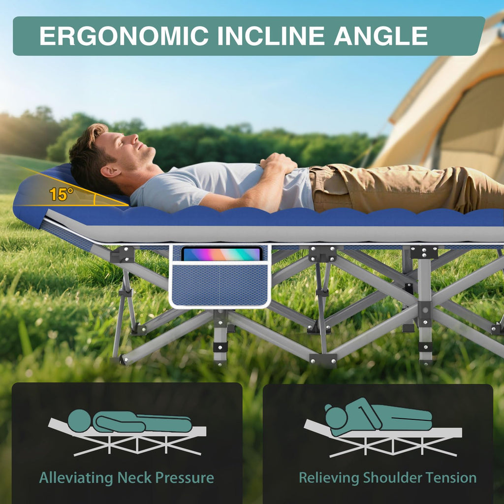Folding Camping Cot with Mattress and Carry Bag E3380