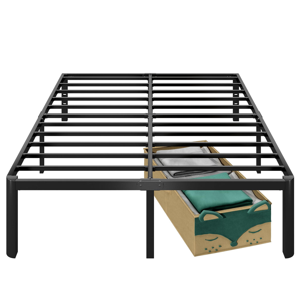 14 Inch Queen Size Black Metal Platform Bed Frame L975396