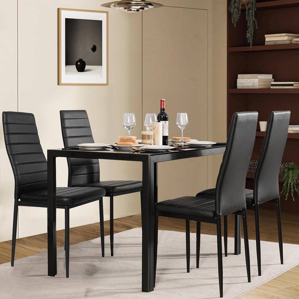 Black Faux Leather Dining Chairs Set of 4 J234202
