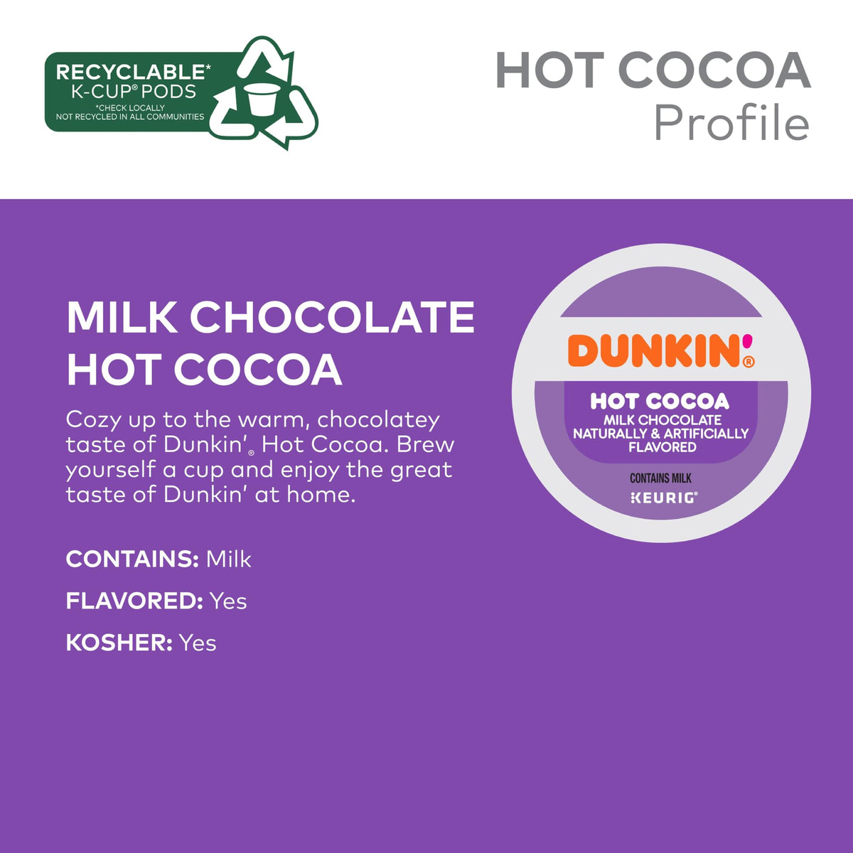 Milk Chocolate Hot Cocoa 22 Keurig Pods B694