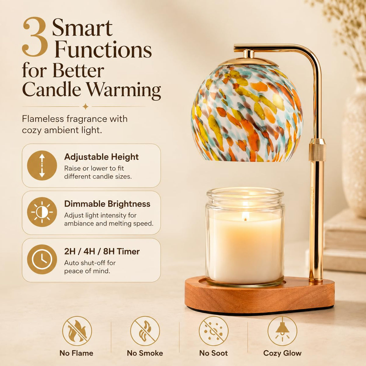 Candle Warmer Lamp with Timer and Dimmable Brightness E5912