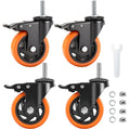 4 Inch Threaded Stem Caster Wheels Set of 4 with Brake T293