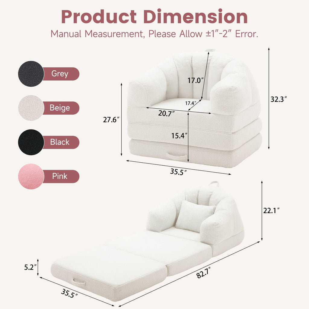 Beige 2 in 1 Convertible Sleeper Sofa Bed H45823